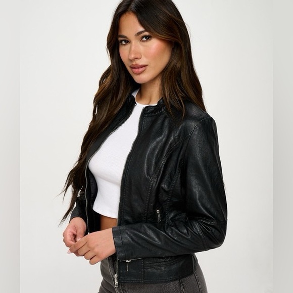 Classic Black Faux Leather Jacket - Picture 3 of 5